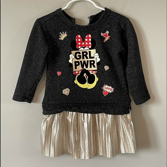 Disney Minnie dress size 2T sparkle gold fancy party - Picture 1 of 11